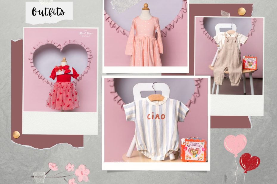 Pink, red and white outfits for children for their photoshoot