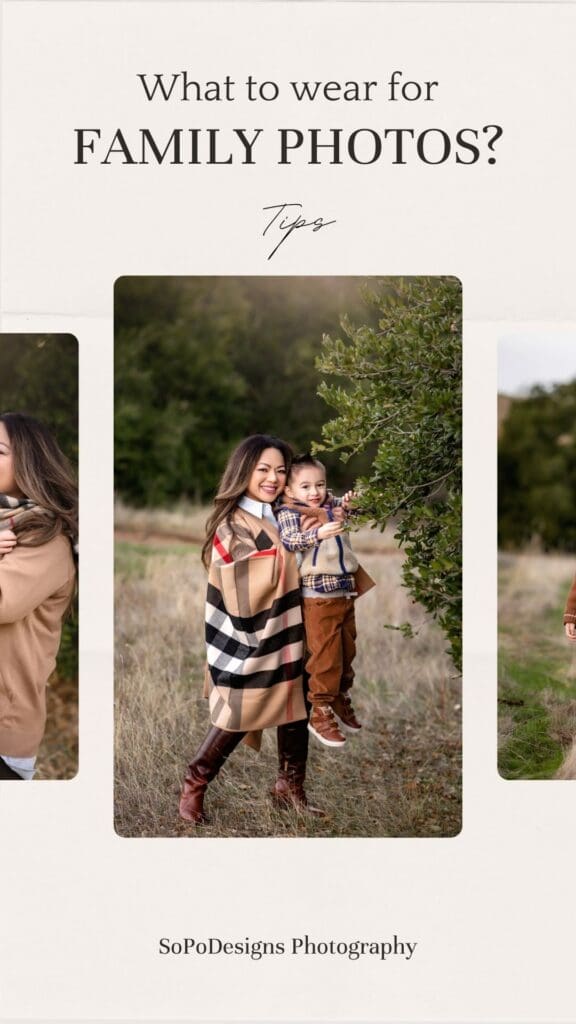 Mother and son in the field posing for the family photos in Livermore California
